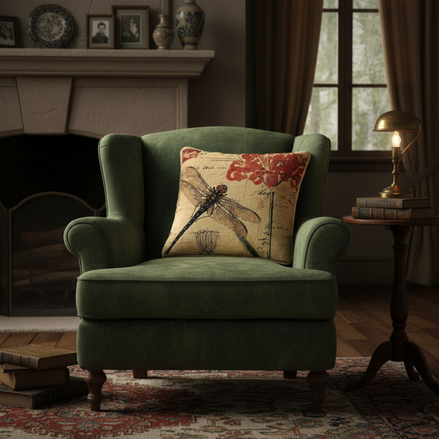 Tache Fly High Dragonfly European Postcard Tapestry Woven Throw Pillow Cover (15044)