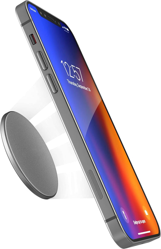 Stick-on iPhone Holder, Compatible with MagSafe Mount (Ultra Slim 0.15") Secure Magnetic Mounting Disk for Wall, Car Dash, Home Gym, Kitchen Fridge Accessories (Adhesive Sticker Back)