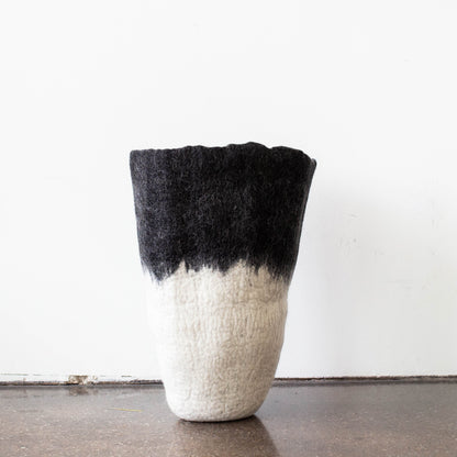 Eclipse Black & White Wool Floor Vase