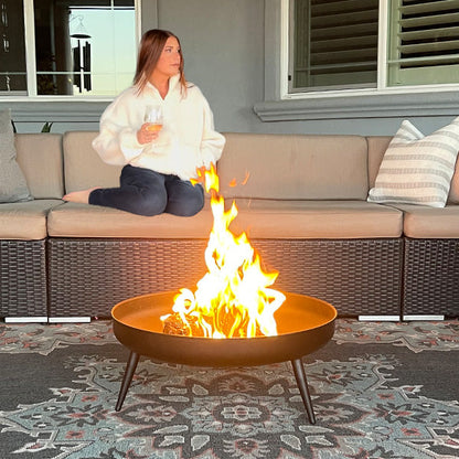 Raised Metal Fire Pit Bowl