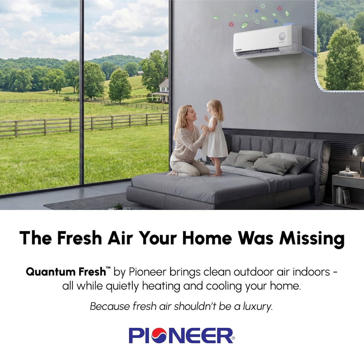 Pioneer Quantum Fresh 12,000 BTU 24 SEER2 High-Wall Ductless Mini-Split Fresh Air Conditioner Inverter Heat Pump Full Set – view 2