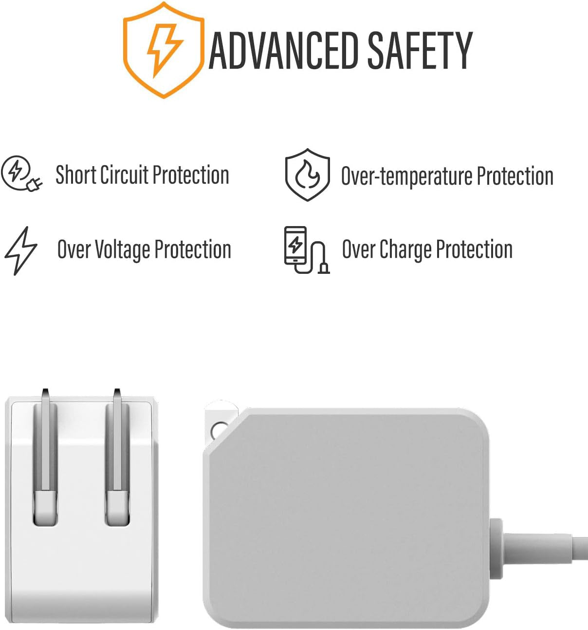 Rapid Charger for All Google Pixel Models | Wall Plug Travel Adapter with Folding Prongs | Built in USB-C Cable for Pixel 2,3,3a,4,4XL,4a, 5G,5/5a/6/6a/7a/7/8/ 8 Pro (PD 18W Output)