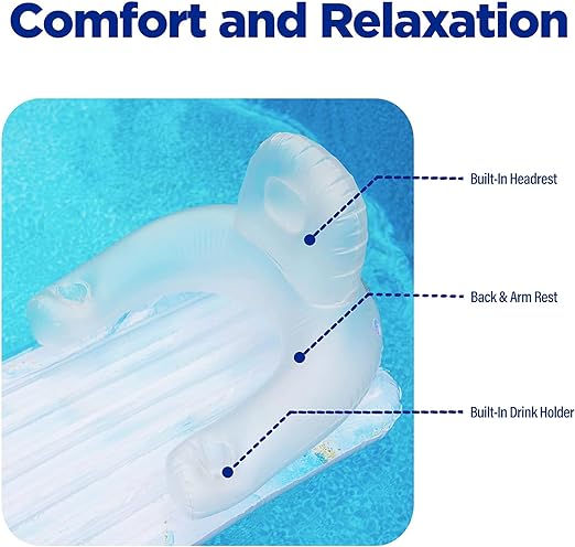 Pool Float for Adults,Inflatable Lounge Chair Recliner for Swimming/Tanning - Blue Marble