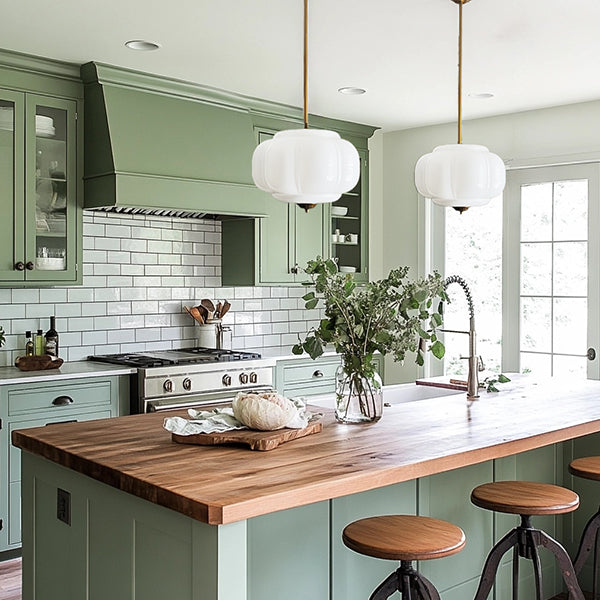 Handcrafted Bulbous Milk Glass Pendant