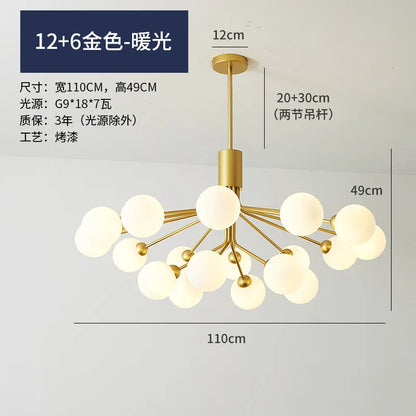 LED Nordic Glass Gold Chandelier | Kitchen Island Lighting