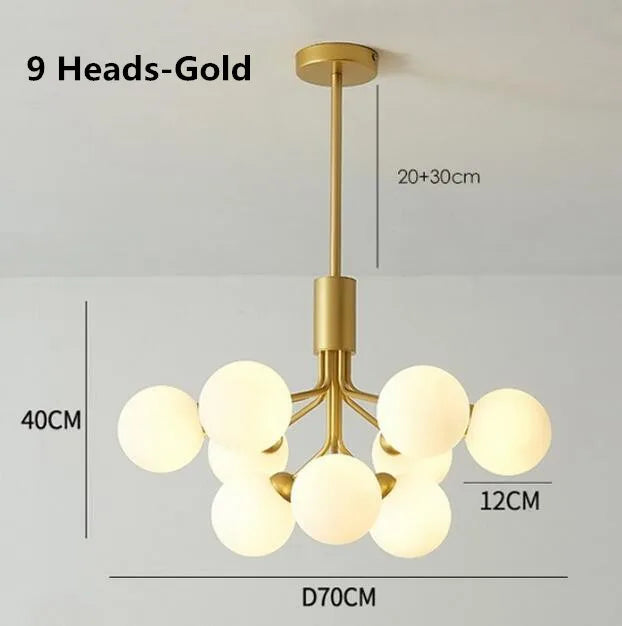 LED Nordic Glass Gold Chandelier | Kitchen Island Lighting