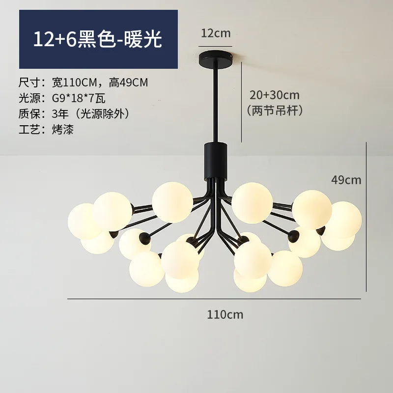 LED Nordic Glass Gold Chandelier | Kitchen Island Lighting