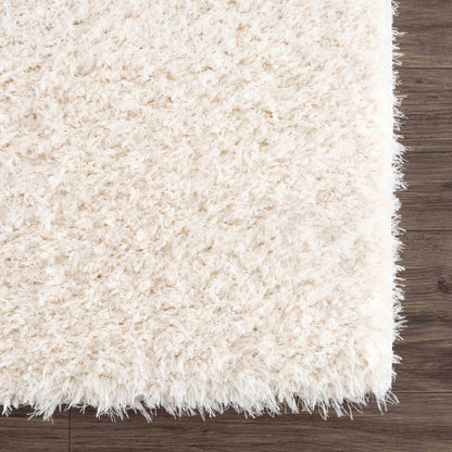 Faina Solid Cream Shag Washable Area Rug - Clearance