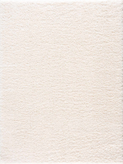 Faina Solid Cream Shag Washable Area Rug - Clearance