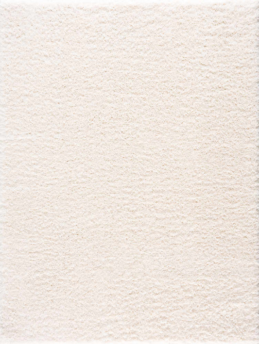 Faina Solid Cream Shag Washable Area Rug - Clearance