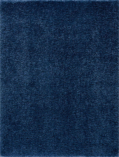 Faina Solid Dark Blue Shag Washable Area Rug - Clearance