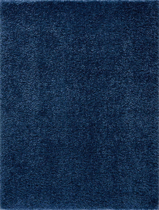 Faina Solid Dark Blue Shag Washable Area Rug - Clearance