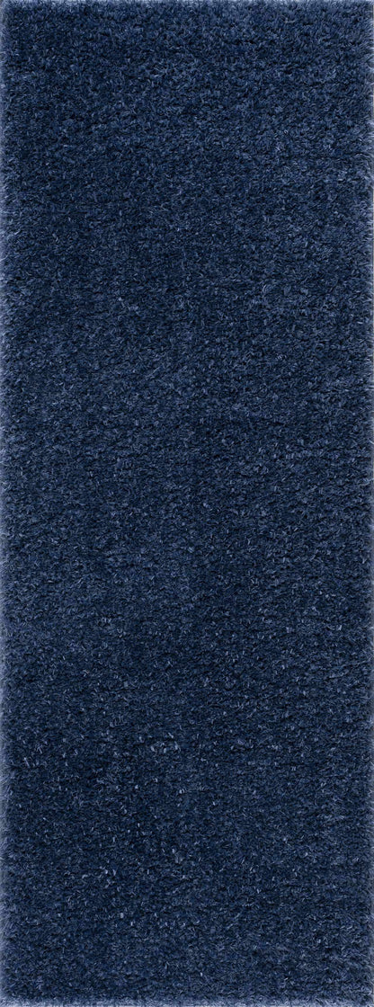 Faina Solid Dark Blue Shag Washable Area Rug - Clearance