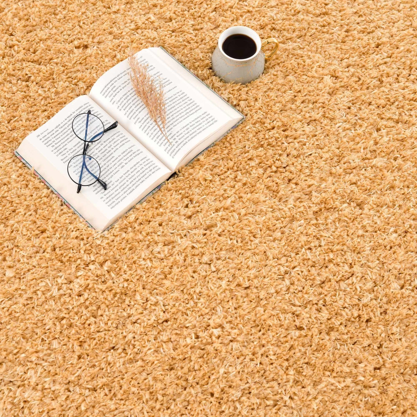 Faina Solid Gold Shag Washable Area Rug - Clearance