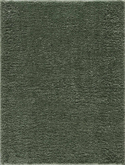 Faina Solid Green Shag Washable Area Rug - Clearance