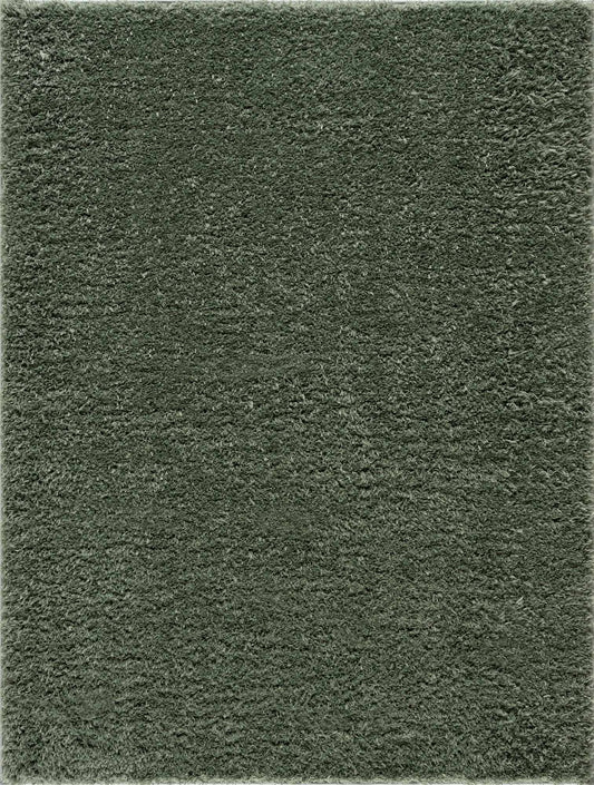 Faina Solid Green Shag Washable Area Rug - Clearance