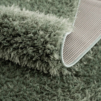 Faina Solid Green Shag Washable Area Rug - Clearance