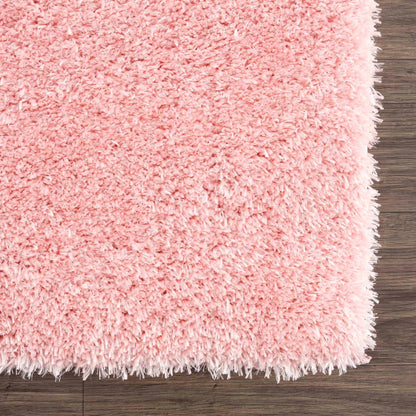 Faina Solid Pink Shag Washable Area Rug - Clearance