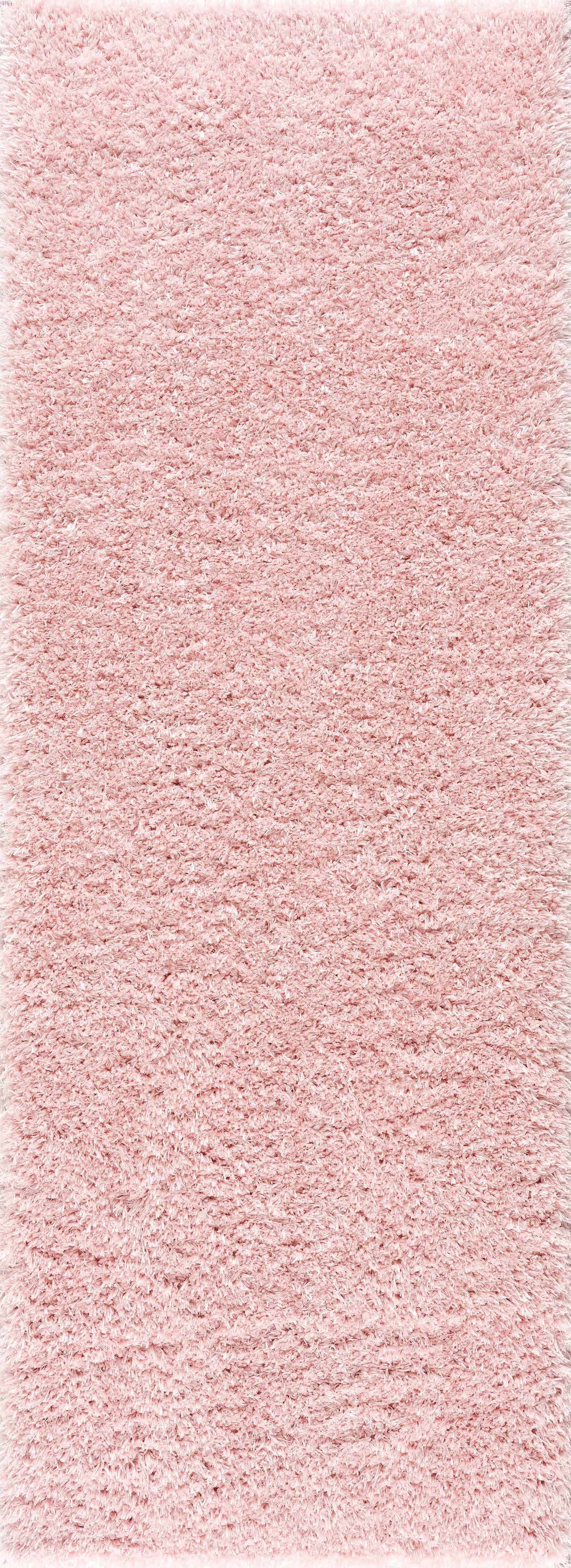 Faina Solid Pink Shag Washable Area Rug - Clearance