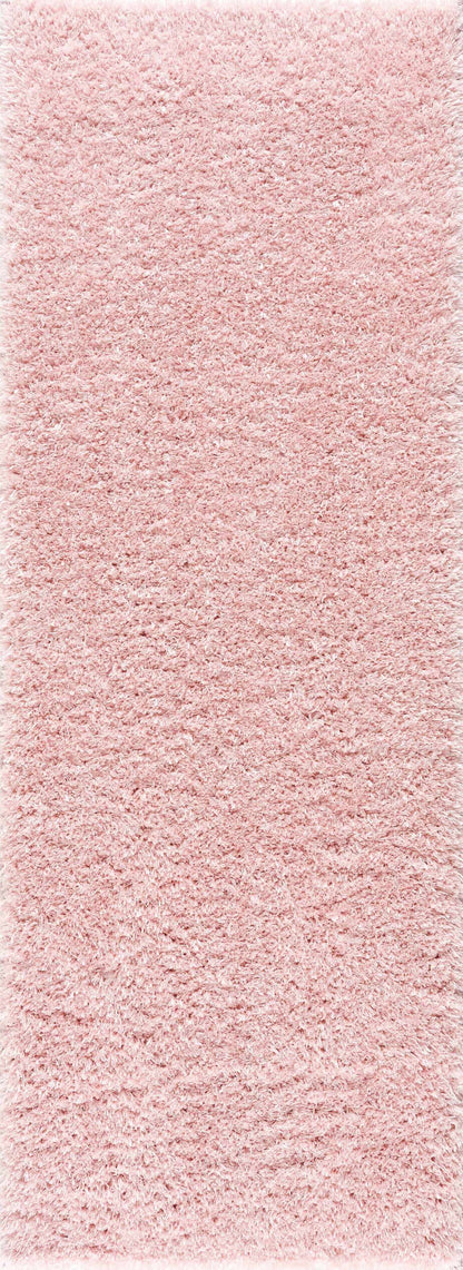 Faina Solid Pink Shag Washable Area Rug - Clearance
