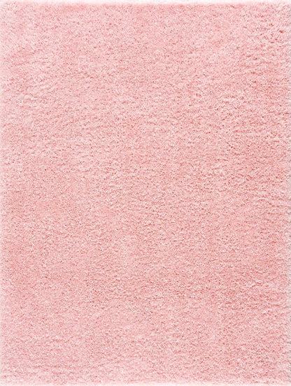 Faina Solid Pink Shag Washable Area Rug - Clearance