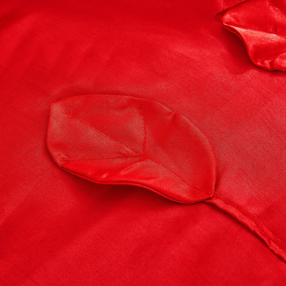 Tache Satin Ruffle Victorian Glam Romantic Red Rose Comforter Set (HY4174)