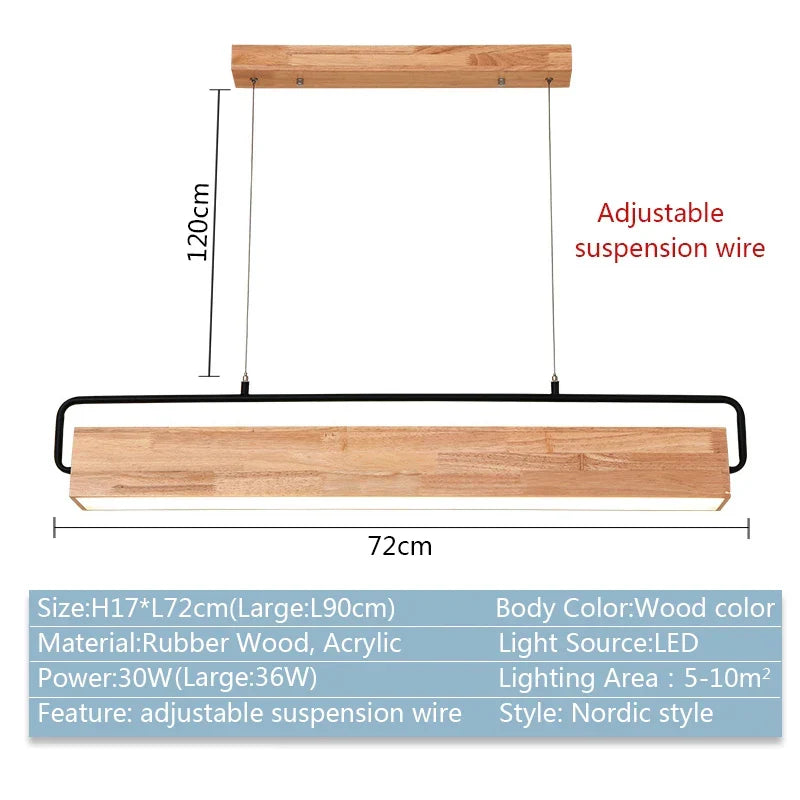 LED Nordic Wood Pendant Light | Kitchen Island Lighting