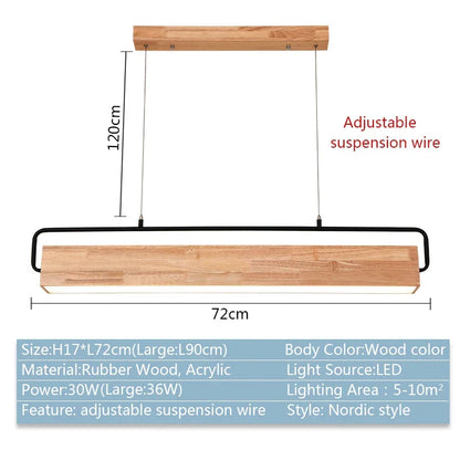 LED Nordic Wood Pendant Light | Kitchen Island Lighting