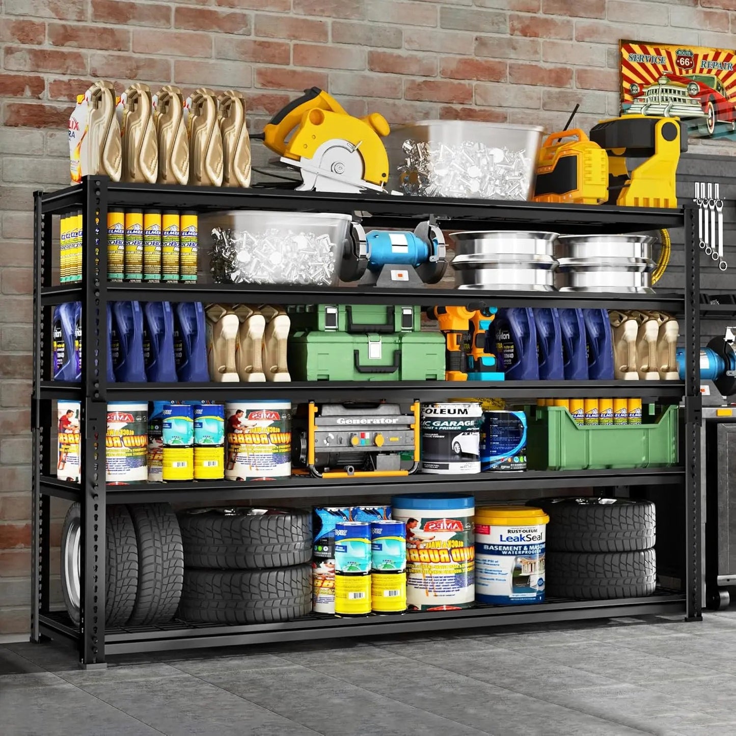 Hausvita Storage Shelves Heavy Duty, 48" L x 18" W x 72" H Garage Wire Shelving Unit Loads 2000LBS, 5-tier Adjustable Metal Industrial Utility Shelf Rack for Kitchen, Laundry Room, Pantry, Warehouse, Basement