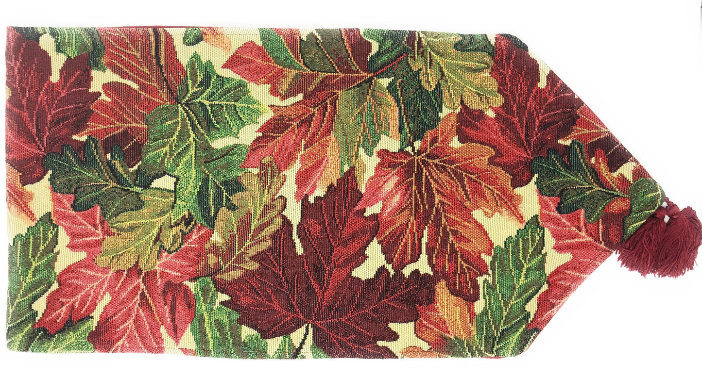 Tache Warm Colorful Thanksgiving Leaves Fall Foliage Tapestry Table Runners (11516)