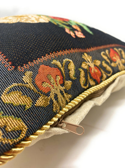 Tache Black Victorian Country Rustic Floral Midnight Awakening Tapestry Throw Pillow Cover (3089BL)