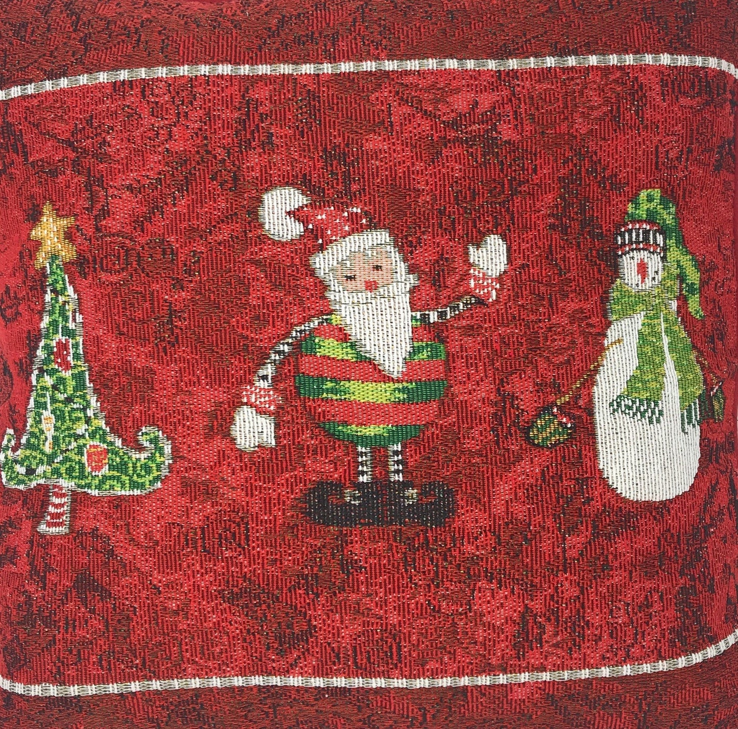 Tache Here Comes Santa Claus Vintage Holiday Woven Tapestry Throw Pillow Cover (8577CC)