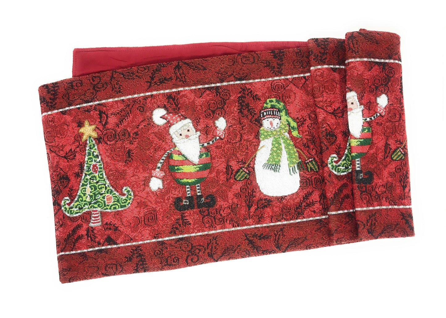 Tache Here Comes Santa Claus Vintage Holiday Woven Tapestry Table Runners (8577TR)