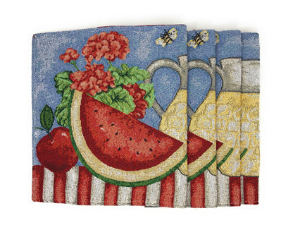 Tache Fruity Drinks Watermelon Lemonade Woven Tapestry Placemat Set (13082PM)