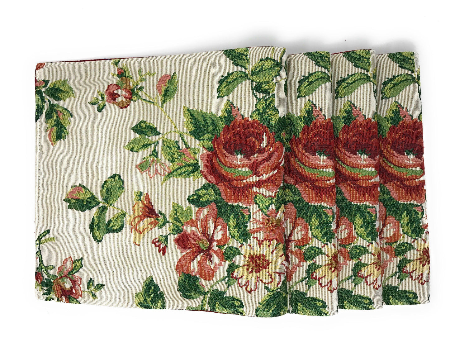 Tache Sweet Roses Vintage Ivory Woven Tapestry Placemat Set (17593PM)