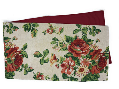Tache Sweet Roses Vintage Ivory Woven Floral Tapestry Table Runners (17593TR)