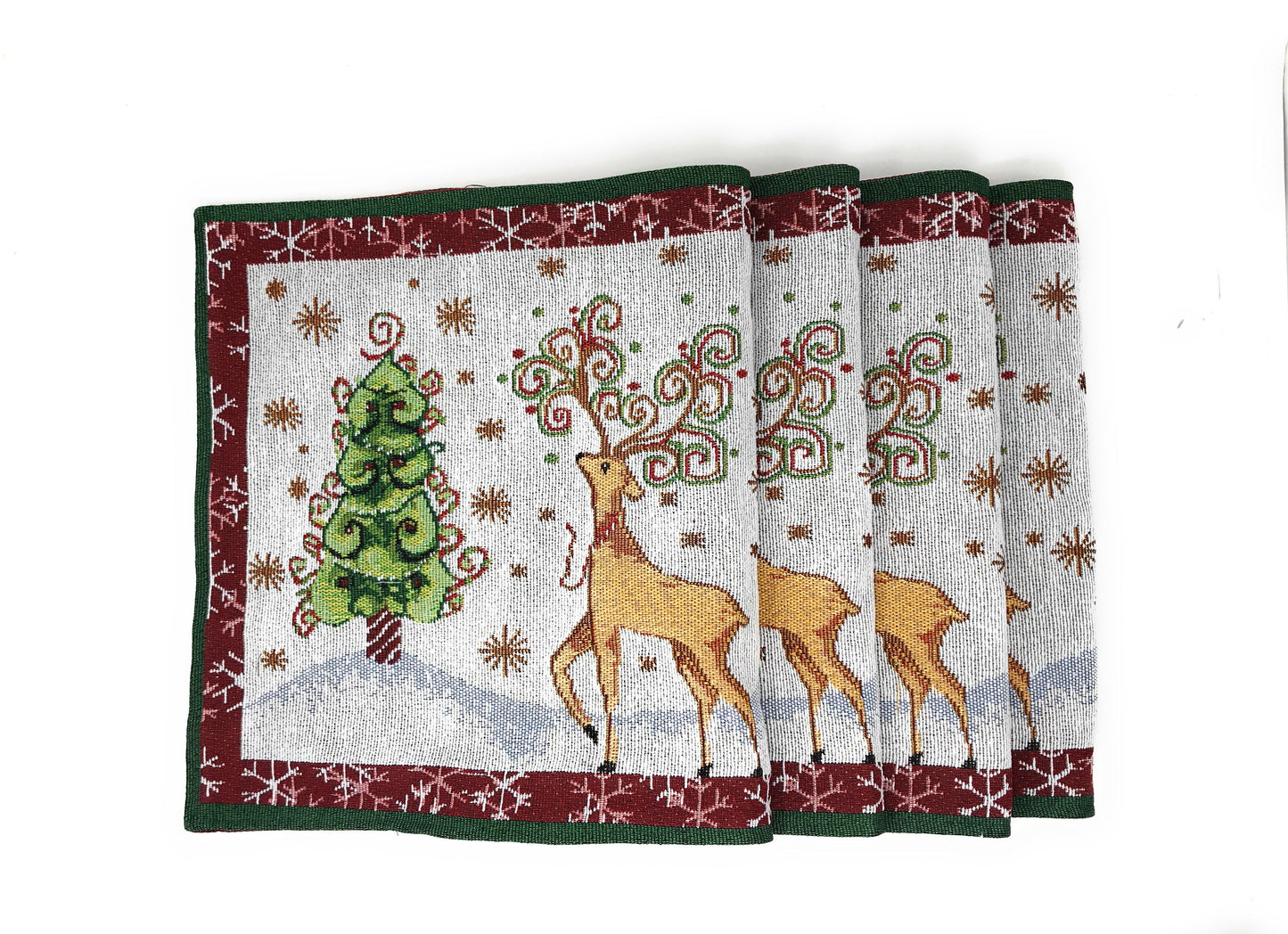 Tache Winter Forest Reindeer Vintage Holiday Woven Tapestry Placemat Set of 4 (9192PM)
