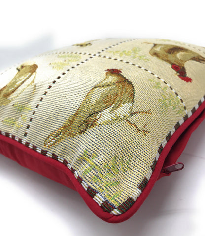 Tache Country Farmhouse Rooster Hens Woven Tapestry Throw Pillow Cover (13139CC)