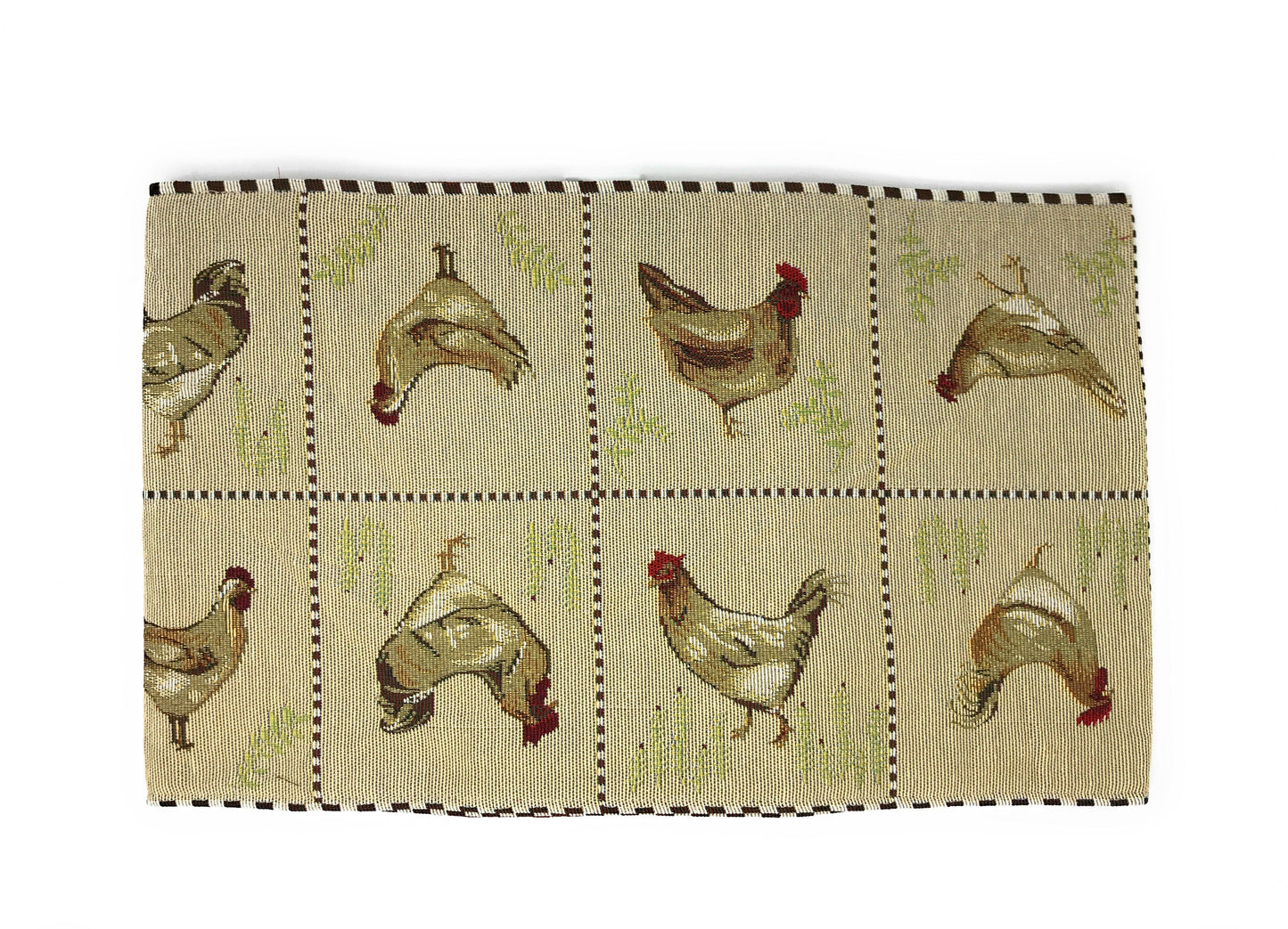 Tache Country Farmhouse Rooster Hens Woven Tapestry Table Runners (13139TR)