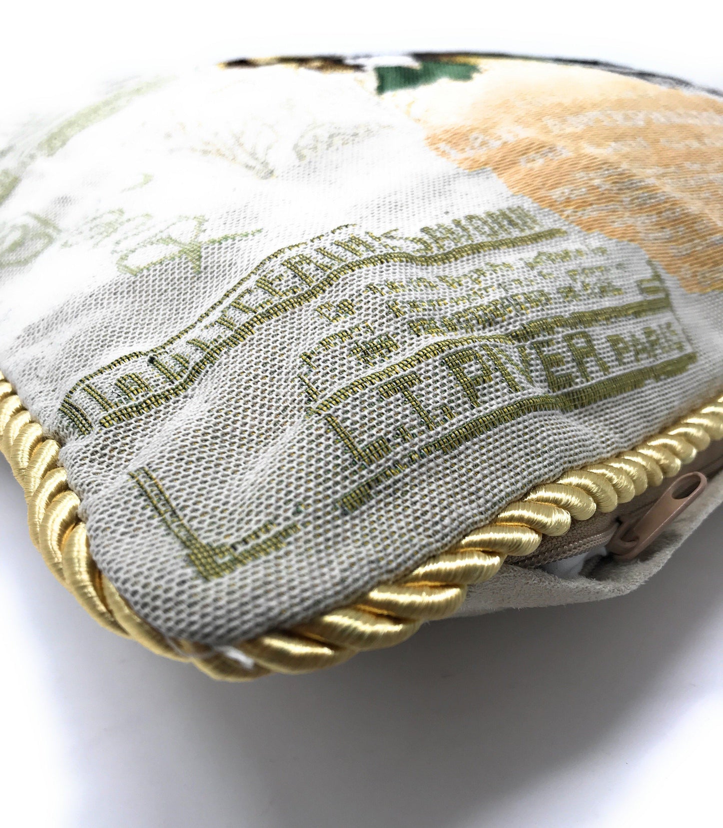 Tache Puppy Day Out French European Postcard Emerald Green Beige Tapestry Throw Pillow Cover (CC-1354)