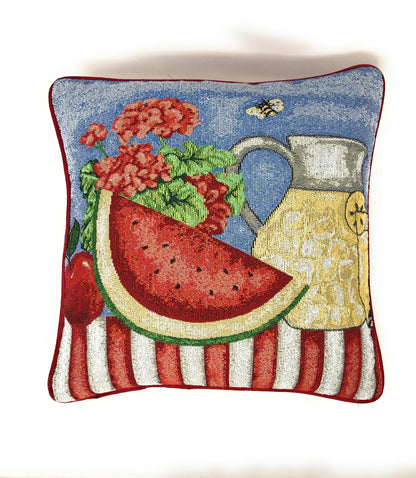 Tache Fruity Drinks Watermelon Lemonade Woven Tapestry Accent Throw Pillow Cover (13082CC)