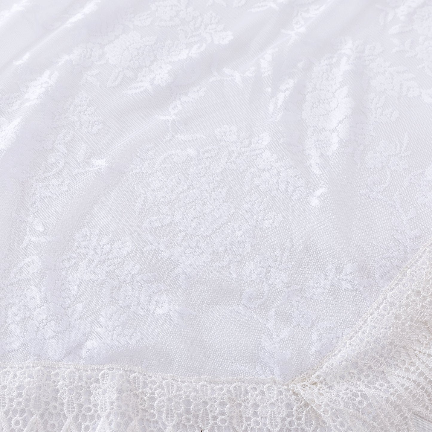 Tache Ruffle Floral Lace Satin White Pink Luxury Delicate Rose Comforter Set (MA125)
