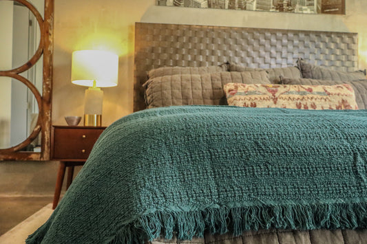 100% Cotton Fringed Throw Blanket, 52 x 65 Inch
