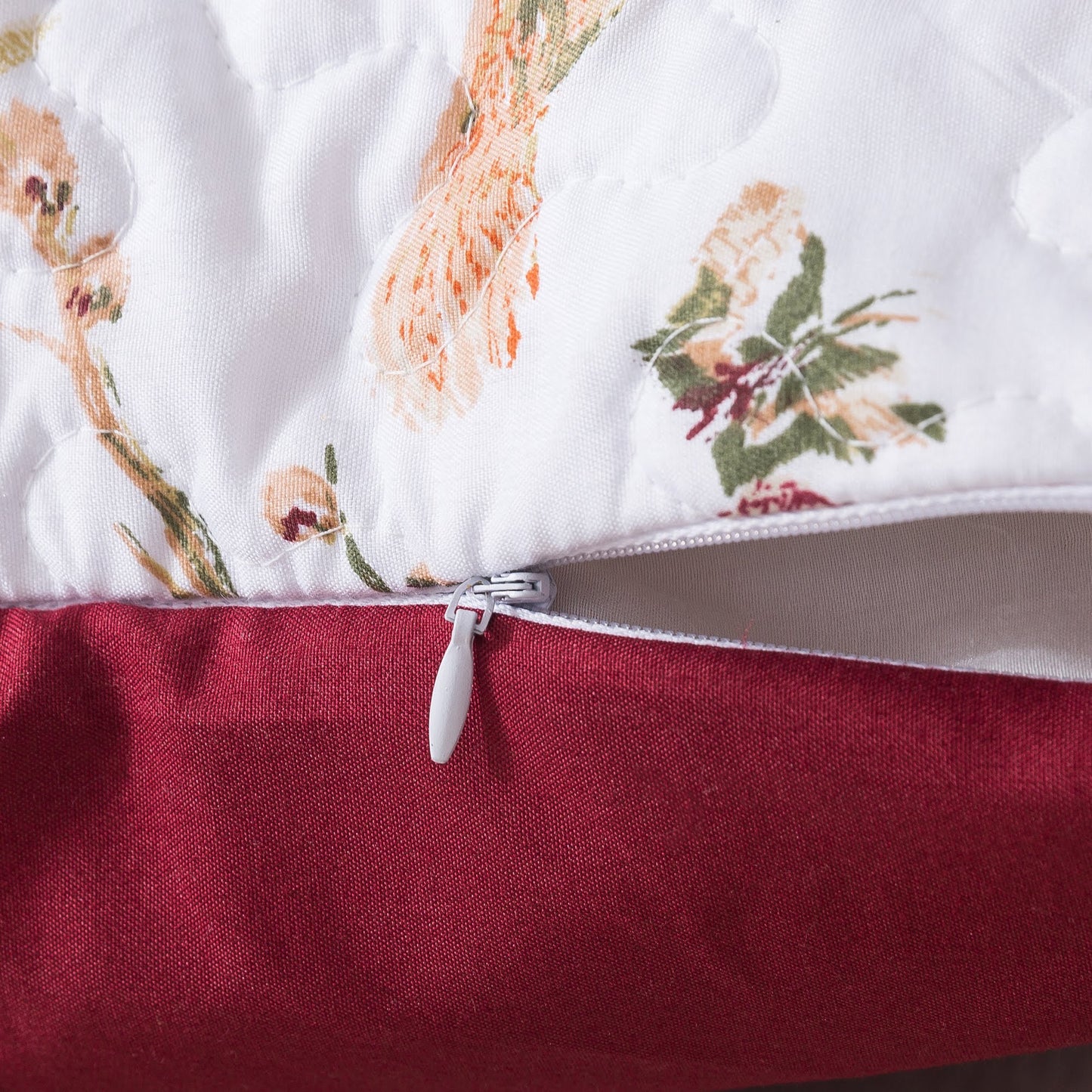 Tache Floral Hummingbirds Burgundy White Vintage Rose Garden Cushion Covers / Euro Sham (SD-7676)