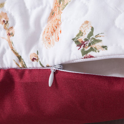 Tache Floral Hummingbirds Burgundy White Vintage Rose Garden Cushion Covers / Euro Sham (SD-7676)