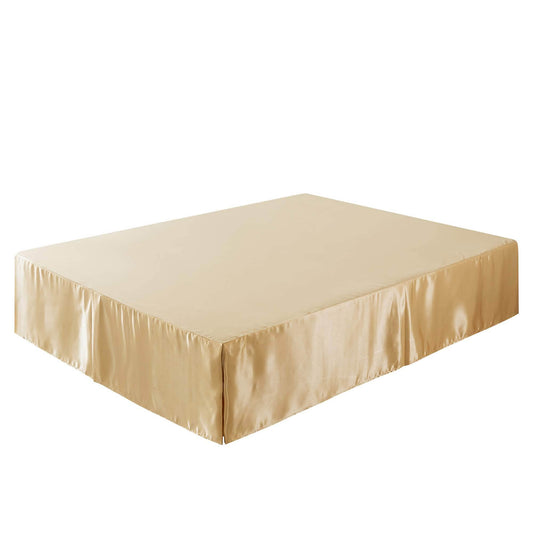 Tache Satin Gold Caramel Latte Tailored Platform 14" Bed Skirt Dust Ruffle (BM4578)