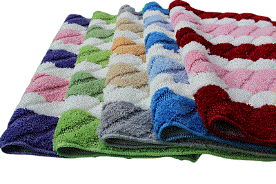 Tache Super Absorbent Purple and Pink Striped Microfiber Wild Flower Floor Mats / Rugs