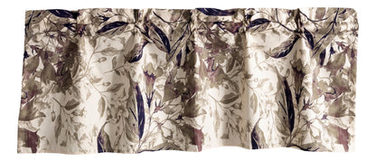 Tache Microfiber Abstract Wispy Leaf Taupe Grey Window Treatment Valance (JHW-843)