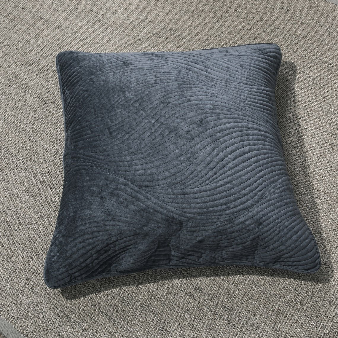 Tache Velvet Dreams Navy Blue Plush Waves Cushion Covers / Euro Sham (JHW-852BL)
