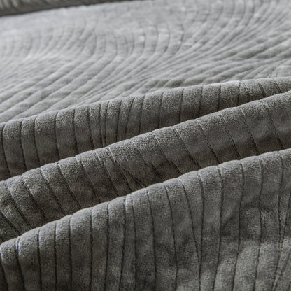 Tache Plush Dreams Dark Taupe Chocolate Waves Velvet Quilt Set (JHW-852BR)